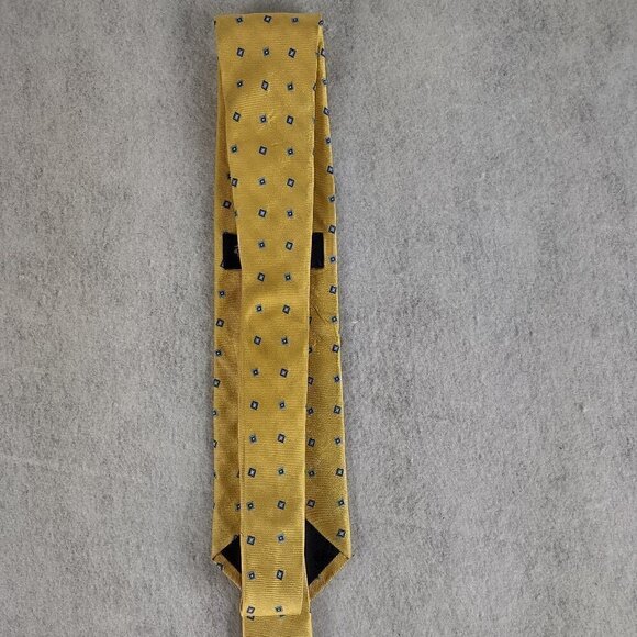 Brooks Brothers Makers & Merchants Yellow And Blue 100% Silk Necktie - Picture 2 of 8